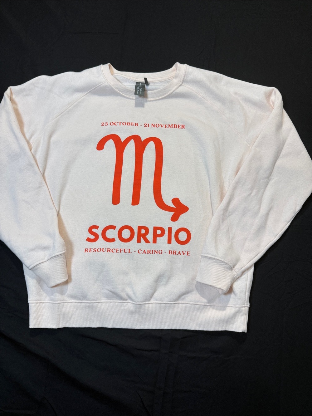 Anthropologie Pink Crewneck Sweater with Bold Red Scorpio Graphic Size Medium
